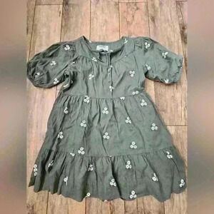OLD NAVY green flower girls dress size 8  (m)
